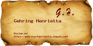 Gehring Henrietta névjegykártya